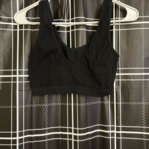 Black Ribbed Crop Top